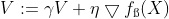 V:=\gamma V+\eta \bigtriangledown f_{\ss }(X)