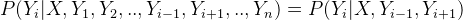 P(Y_i|X,Y_1,Y_2,..,Y_{i-1},Y_{i+1},..,Y_n) = P(Y_i|X,Y_{i-1},Y_{i+1})