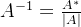 A^{-1}= \frac{A^{*}}{\left | A \right |}