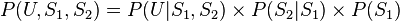 P(U,S_1,S_2)=P(U|S_1,S_2)\times P(S_2|S_1)\times P(S_1)