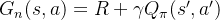 G_n(s,a)=R + \gamma Q_\pi (s', a')