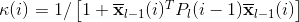 $\kappa(i)=1 /\left[1+\overline{\mathbf{x}}_{l-1}(i)^{T} P_{l}(i-1) \overline{\mathbf{x}}_{l-1}(i)\right]$