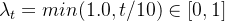 \lambda_t=\mathop{min}(1.0,t/10)\in[0,1]