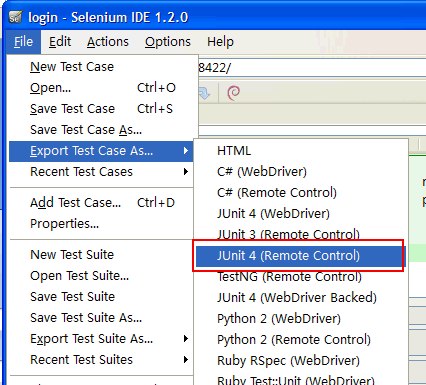 图 6. 导出 JUnit 代码