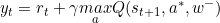 y_t=r_t+\gamma \underset{a}{max}Q(s_{t+1},a^*,w^-)