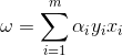 \omega =\sum_{i=1}^{m}\alpha _{i}y_{i}x_{i}