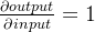 \frac{\partial output}{\partial input} = 1