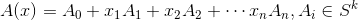 A(x)=A_0+x_1A_1+x_2A_2+\cdots x_nA_n,A_i\in S^k