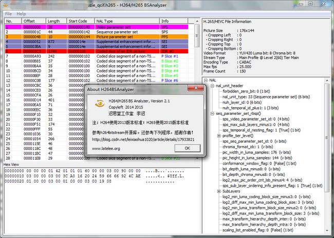 H265码流分析工具v2.1版本--latelee.org