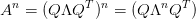 A^n = (Q\Lambda Q^T)^n = (Q\Lambda^n Q^T)