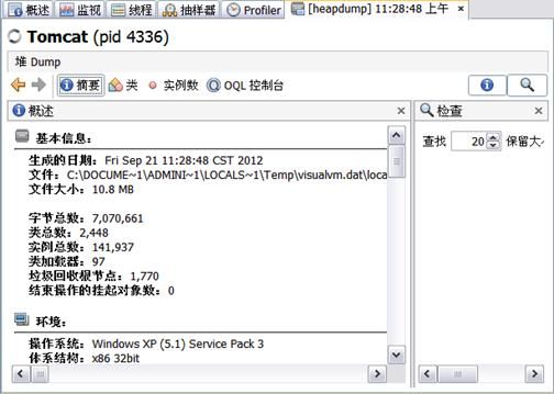图 18. 堆转储的摘要视图