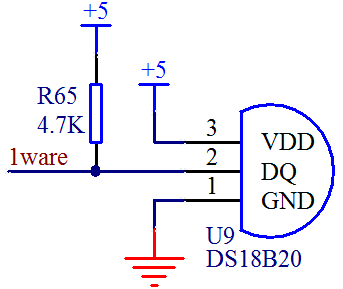 图 16-12  DS18B20 电路原理图