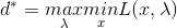 d^{*}=\underset{\lambda}{max }\underset{x}{min}L(x,\lambda)