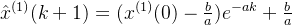 \hat{x}^{(1)}(k+1)=(x^{(1)}(0)-\frac{b}{a})e^{-ak}+\frac{b}{a}