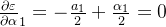 \frac{\partial \varepsilon}{\partial \alpha}_1 = -\frac{a_1}{2} + \frac{\alpha_1}{2} = 0