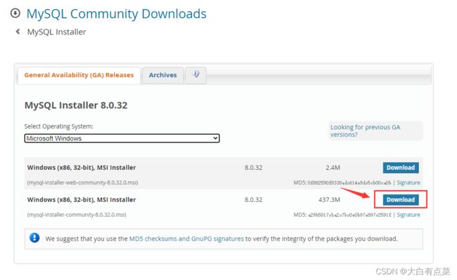 下载MySQL-8.0.32安装包3