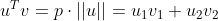 u^Tv=p\cdot ||u||=u_1v_1+u_2v_2