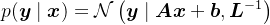 p(\boldsymbol{y} \mid \boldsymbol{x})=\mathcal{N}\left(\boldsymbol{y} \mid \boldsymbol{A} \boldsymbol{x}+\boldsymbol{b}, \boldsymbol{L}^{-1}\right)