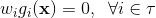 w_ig_i(\mathbf{x})=0,\; \; \forall i\in\tau
