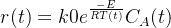 $r(t)=k0e^{\frac{-E}{RT(t)}}C_{A}(t)$