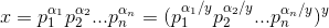 x=p_1^{\alpha_1}p_2^{\alpha_2}...p_n^{\alpha_n} =(p_1^{\alpha_1/y}p_2^{\alpha_2/y}...p_n^{\alpha_n/y})^y