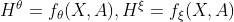 H^\theta = f_\theta (X,A),H^\xi = f_\xi (X,A)