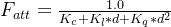 F_{att} = \frac{1.0}{K_{c}+K_{l}*d + K_{q}*d^{2}}