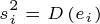 \tiny s_{i}^{2}=D\left ( e_{i} \right )