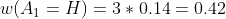 w(A_1 = H) = 3*0.14 = 0.42