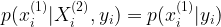 \large p(x_i^{(1)}|X_i^{(2)},y_i)=p(x_i^{(1)}|y_i)