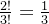 \frac{2!}{3!}=\frac{1}{3}