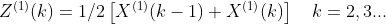 Z^{(1)}(k)=1/2\left [ X^{(1)}(k-1)+X^{(1)}(k) \right ] \, \, \, \, \, \, k=2,3...