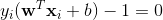 y_i(\mathbf{w}^T\mathbf{x}_i+b)-1= 0