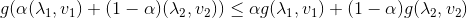 g(\alpha(\lambda_1,v_1)+(1-\alpha)(\lambda_2,v_2))\leq\alpha g(\lambda_1,v_1)+(1-\alpha)g(\lambda_2,v_2)