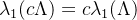 \lambda_1(c\Lambda)=c\lambda_1(\Lambda)