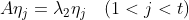 A\eta_j=\lambda_2\eta_j \quad (1<j<t )