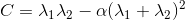 C = \lambda _{1}\lambda _{2}-\alpha (\lambda _{1}+\lambda _{2})^{2}