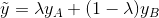 \tilde{y}=\lambda y_{A}+(1-\lambda )y_{B}