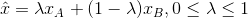 \hat{x} = \lambda x_A+(1-\lambda) x_B,0\leq \lambda\leq 1