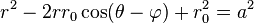 r^2 - 2 r r_0 \cos(\theta - \varphi) + r_0^2 = a^2