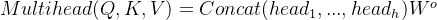 Multihead(Q,K,V) = Concat(head_1,...,head_h)W^o