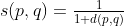 s(p,q)=\tfrac{1}{1+d(p,q)}