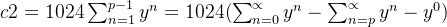 c2=1024\sum_{n=1}^{p-1}y^{n}=1024(\sum_{n=0}^{\propto }y^{n}-\sum_{n=p}^{\propto }y^{n} - y^{0})