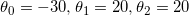 \small \theta_{0}=-30,\theta_{1}=20,\theta_{2}=20