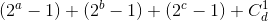 (2^{a}-1)+(2^{b}-1)+(2^{c}-1)+C_{d}^{1}\textrm{}