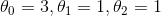 \theta_{0}=3,\theta_{1}=1,\theta_{2}=1