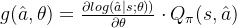 g(\hat{a},\theta)=\frac{\partial log(\hat{a}|s;\theta))}{\partial \theta} \cdot Q_{\pi}(s,\hat{a})