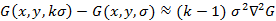 G(x,y,kσ)-G(x,y,σ)≈(k-1) σ^2 ∇^2 G