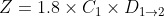 Z=1.8\times C_{1}\times D_{1\rightarrow 2}