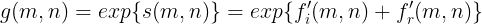 \large g(m,n)=exp\{s(m,n)\}=exp\{f'_i(m,n)+f'_r(m,n)\}